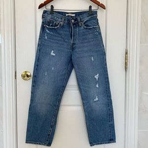 Levi’s Wedgie Straight Distressed Mid-Wash Jeans